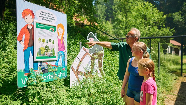 Kinder sehen sich Schautafel an