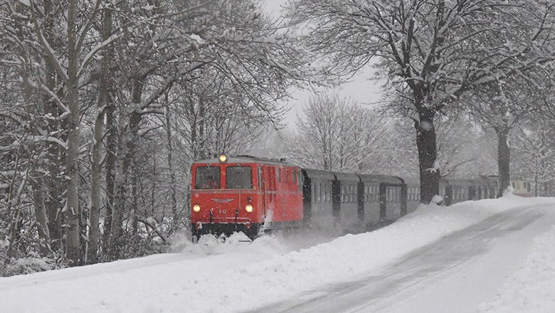 Die Waldviertelbahn in verschneiter Landschaft, © NB/knipserl.at